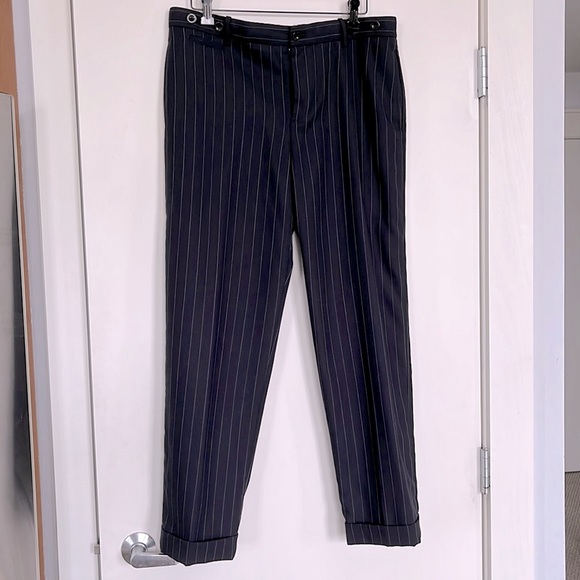 Polo Ralph Lauren Navy Pinstripe Wool Ankle Pants - Picture 2 of 7
